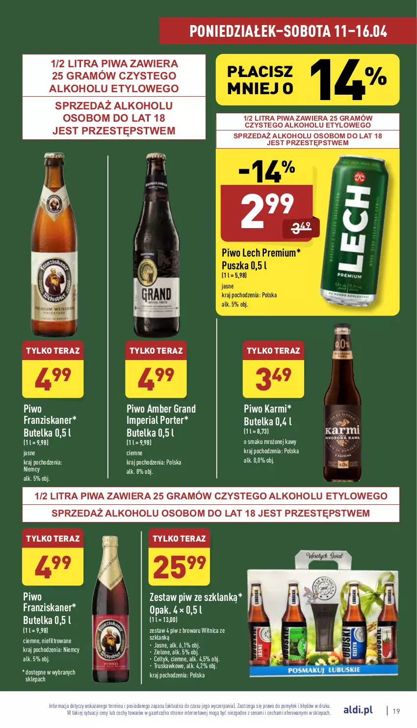 Gazetka promocyjna Aldi - Pełny katalog - ważna 11.04 do 16.04.2022 - strona 19 - produkty: Gra, Karmi, Lech Premium, Piwa, Piwo, Por, Skaner, Tera