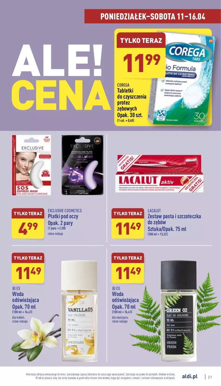 Gazetka promocyjna Aldi - Pełny katalog - ważna 11.04 do 16.04.2022 - strona 21 - produkty: Corega, Lacalut, Szczoteczka, Szczoteczka do zębów, Tablet, Tera, Woda