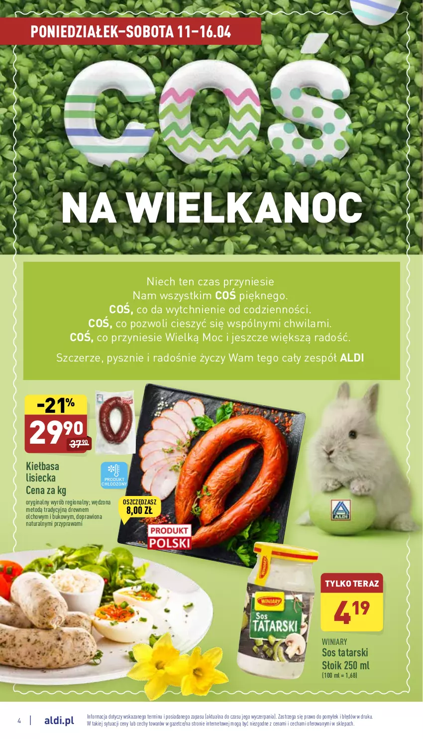 Gazetka promocyjna Aldi - Pełny katalog - ważna 11.04 do 16.04.2022 - strona 4 - produkty: Gin, Kiełbasa, Sos, Tera, Winiary