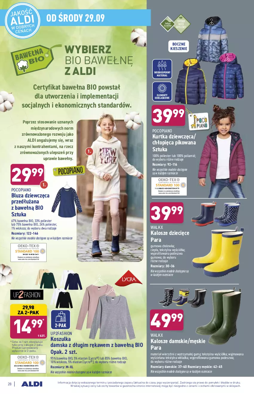 Gazetka promocyjna Aldi - ważna 27.09 do 02.10.2021 - strona 28 - produkty: Bluza, Dzieci, Fa, Kosz, Koszulka, Kurtka, Pocopiano, Por, Wełna