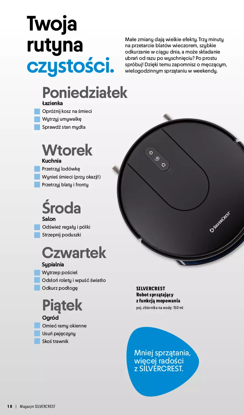 Gazetka promocyjna Lidl - Silvercrest - ważna 29.03 do 09.05.2026 - strona 18 - produkty: Kosz, Kuchnia, Mop, Nuty, Ogród, Pościel, Regał, Robot, Robot sprzątający, Silvercrest, Sypialnia