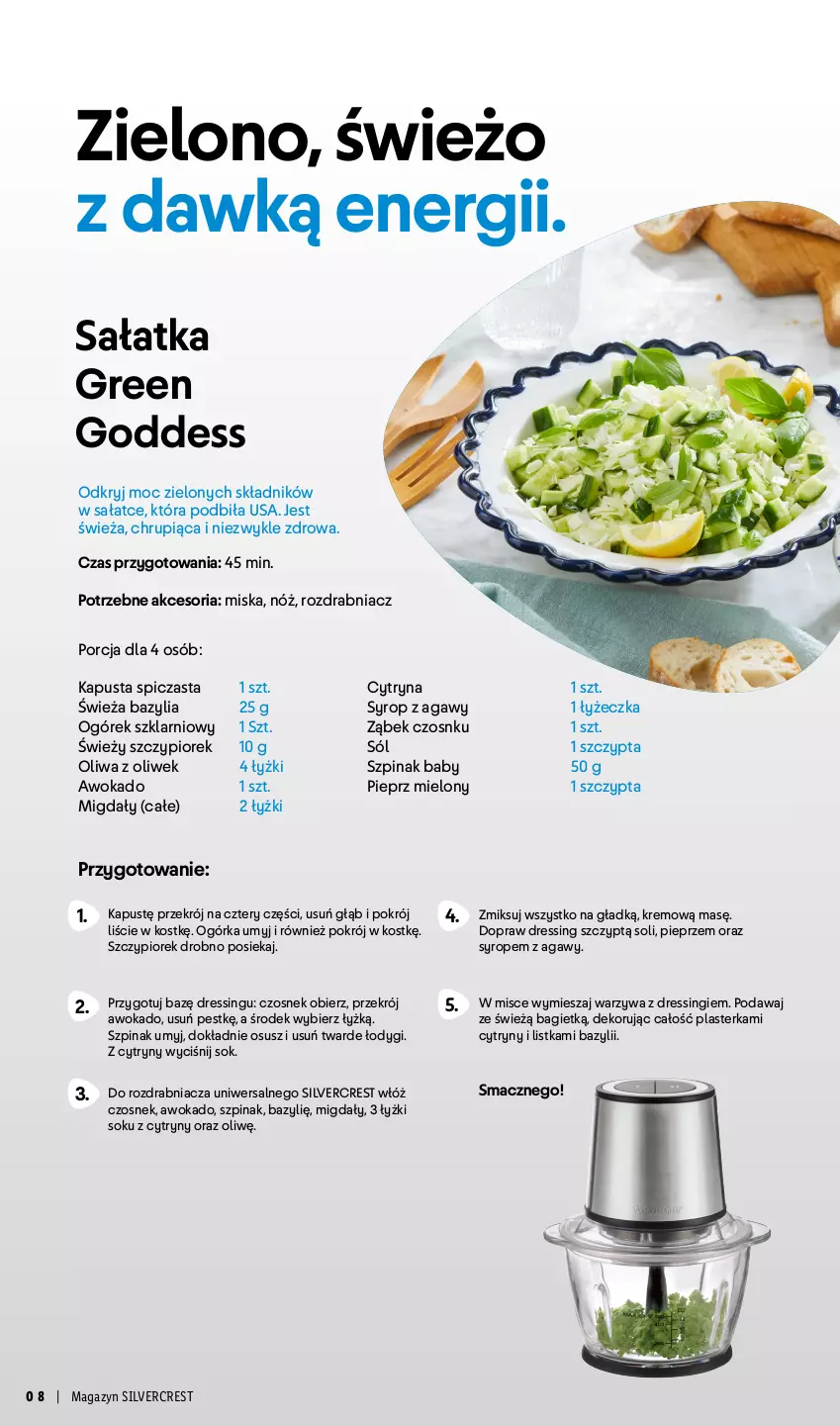 Gazetka promocyjna Lidl - Silvercrest - ważna 29.03 do 09.05.2026 - strona 8 - produkty: Bazyl, Bazylia, Cytryny, Czosnek, Dres, Migdały, Miska, Ogórek, Oliwa z oliwek, Pieprz, Por, Rozdrabniacz, Sałat, Sałatka, Silvercrest, Sok, Sól, Syrop, Szpinak, Warzywa