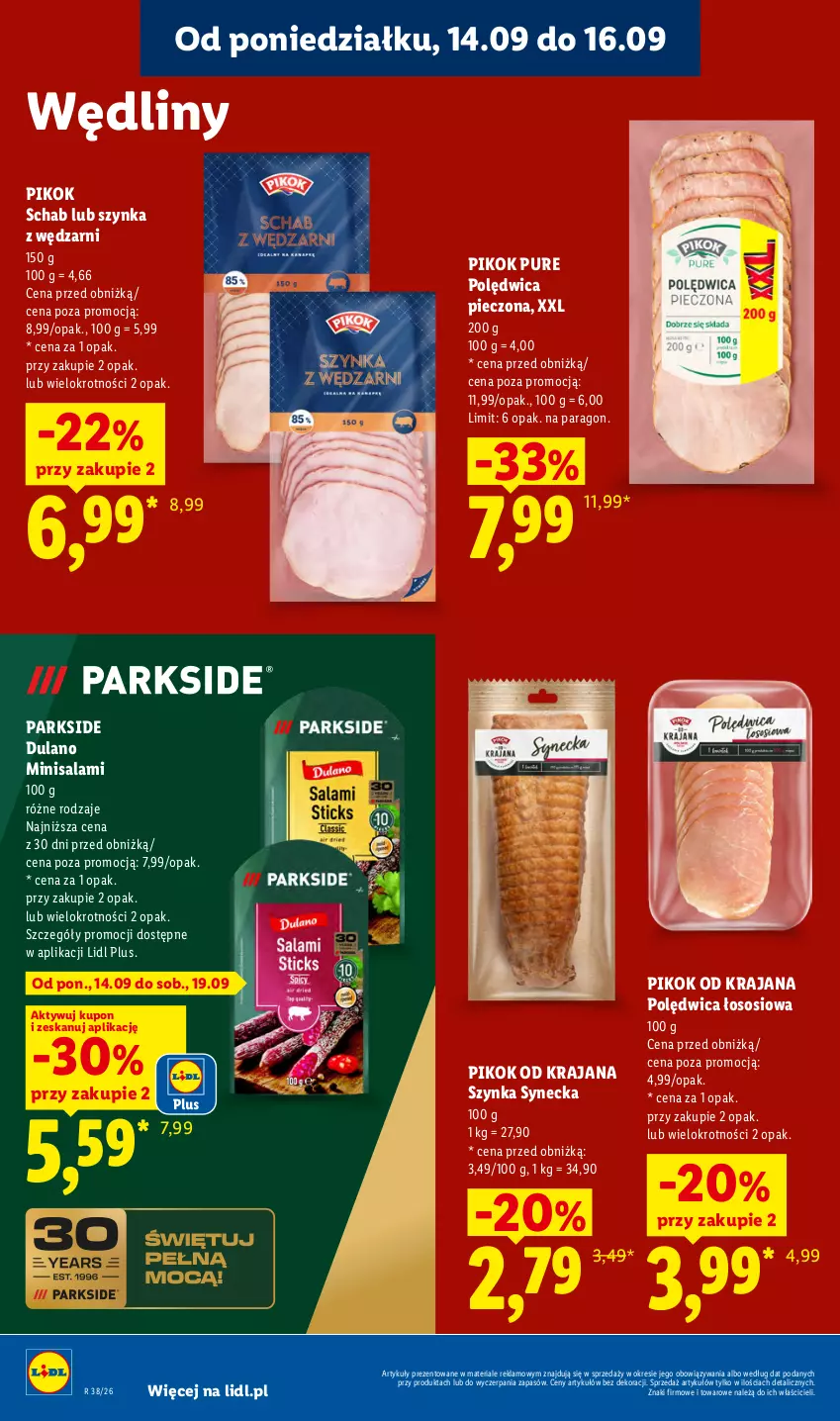 Gazetka promocyjna Lidl - Gazetka ważna od 14.09 do 16.09 - ważna 14.09 do 16.09.2026 - strona 40 - produkty: Dulano, Parkside, Piec, PIKOK, Polędwica, Pur, Salami, Sos, Szynka