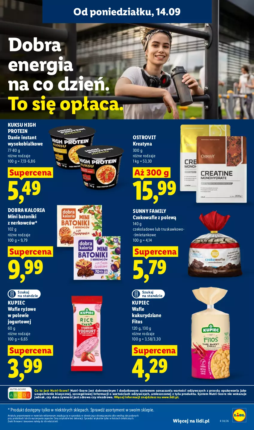 Gazetka promocyjna Lidl - Gazetka ważna od 14.09 do 16.09 - ważna 14.09 do 16.09.2026 - strona 45 - produkty: Baton, Fa, Jogurt, Kupiec, Piec, Ryż, Sok, Tonik, Wafle