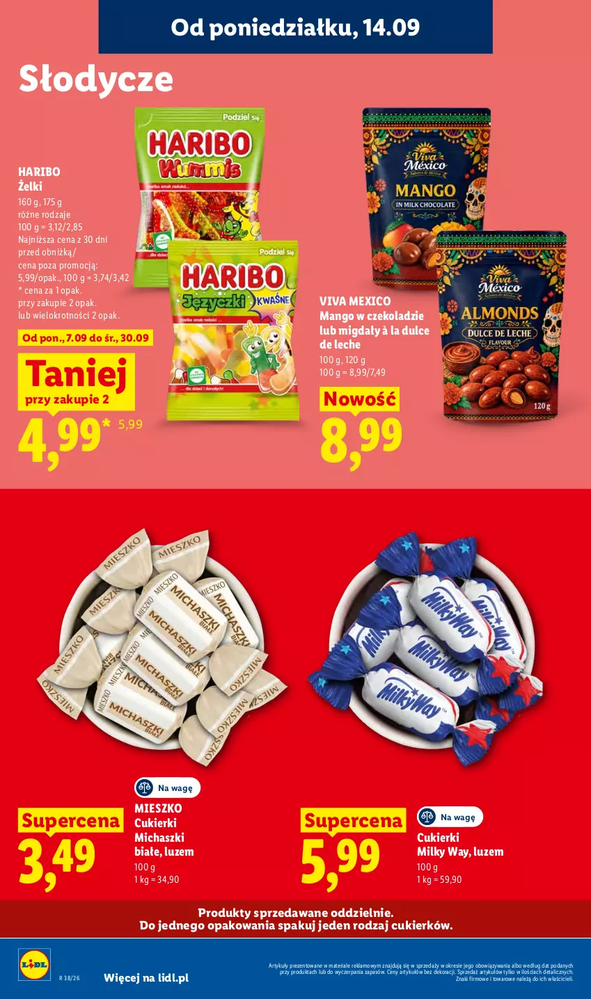 Gazetka promocyjna Lidl - Gazetka ważna od 14.09 do 16.09 - ważna 14.09 do 16.09.2026 - strona 54 - produkty: Cukier, Cukierki, Haribo, Mango, Migdały, Milky Way