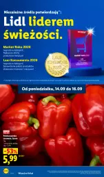 Gazetka promocyjna Lidl - Gazetka ważna od 14.09 do 16.09 - Gazetka - ważna od 16.09 do 16.09.2026 - strona 26 - produkty: Warzywa, Papryka czerwona, Papryka, Laur, Owoce