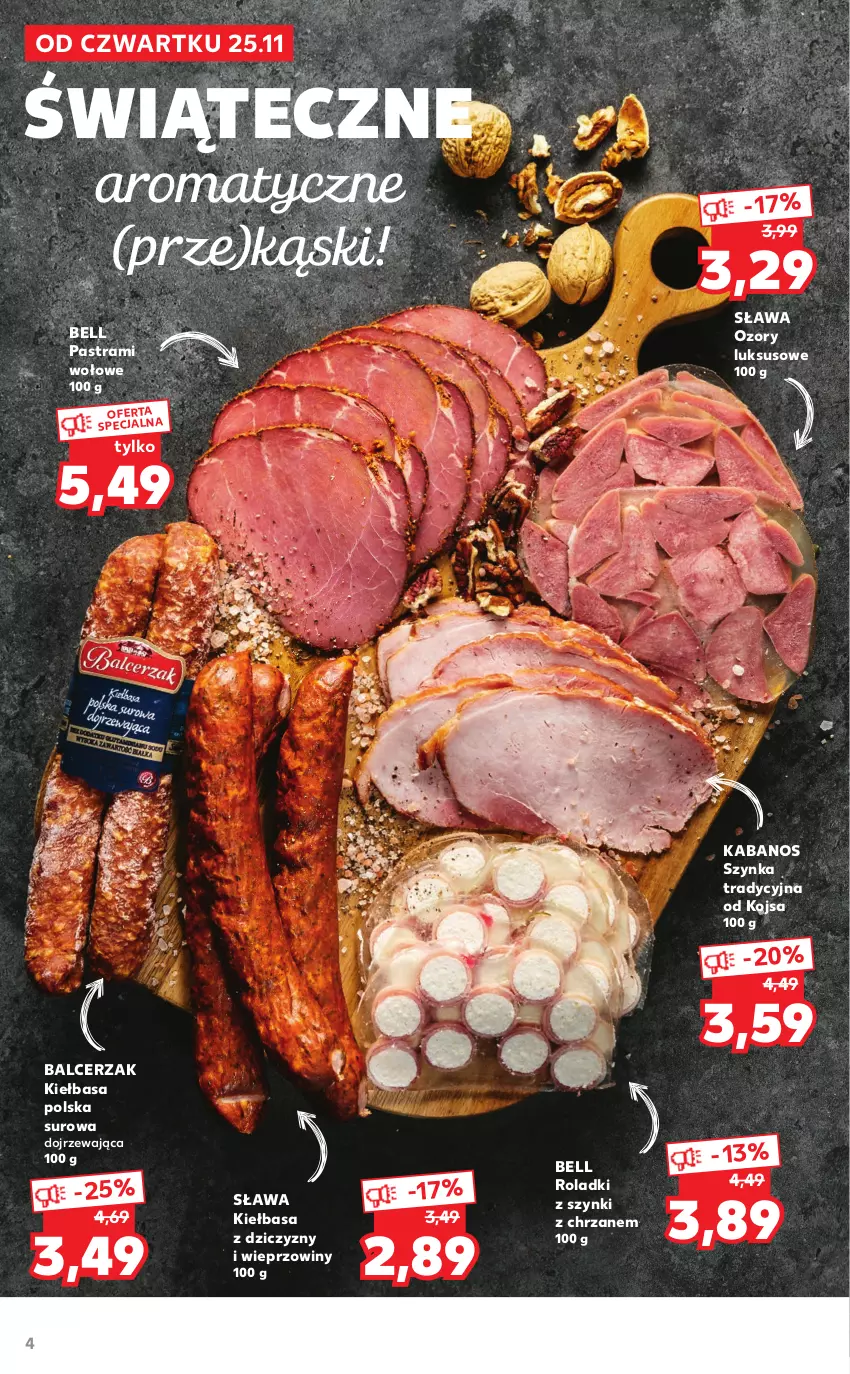 Gazetka promocyjna Kaufland - Oferta specjalna - ważna 25.11 do 24.12.2021 - strona 4 - produkty: Bell, Chrzan, Kabanos, Kiełbasa, Szynka