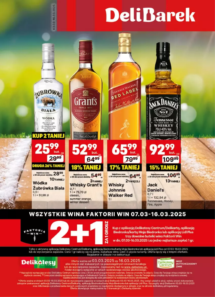 Gazetka promocyjna Delikatesy Centrum - DeliBarek DC10-DC11 - ważna 03.03 do 16.03.2025 - strona 1 - produkty: Dron, Fa, Gra, Grant's, Rum, Ser, Whisky, Wino, Wódka