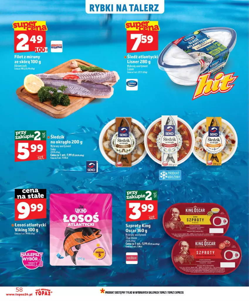 Gazetka promocyjna Topaz - Gazetka - ważna 28.05 do 03.06.2026 - strona 58 - produkty: Szprot, Top