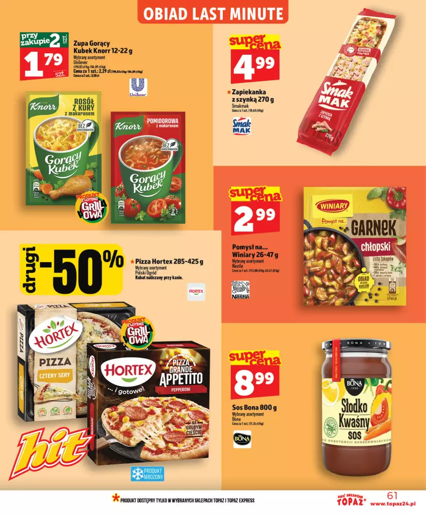 Gazetka promocyjna Topaz - Gazetka - ważna 28.05 do 03.06.2026 - strona 61 - produkty: Hortex, Knorr, Kubek, Ogród, Pizza, Sos, Top, Winiary, Zapiekanka