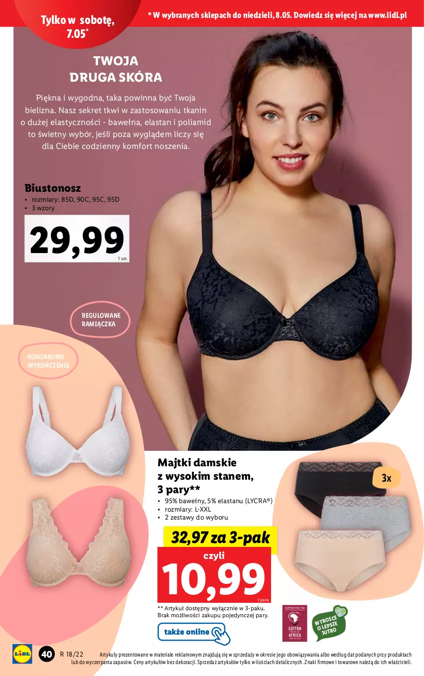 Gazetka promocyjna Lidl - GAZETKA - ważna 02.05 do 08.05.2022 - strona 42 - produkty: Bielizna, Biustonosz, Kret, Majtki, Sok, Wełna