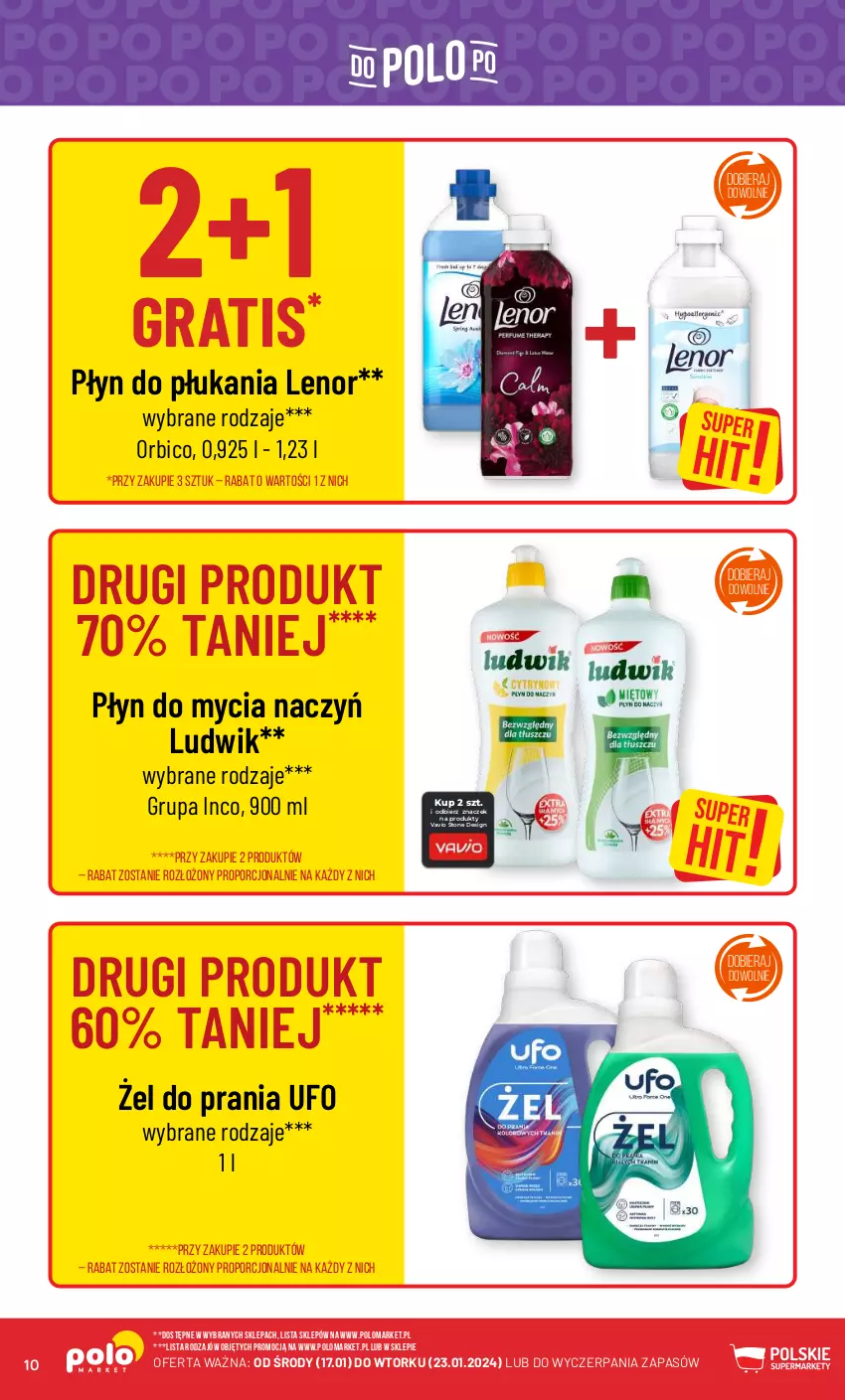 Gazetka promocyjna PoloMarket - Gazetka pomocyjna - ważna 17.01 do 23.01.2024 - strona 10 - produkty: BIC, Do mycia naczyń, Gra, Lenor, Ludwik, Płyn do mycia, Płyn do mycia naczyń, Płyn do płukania, Por