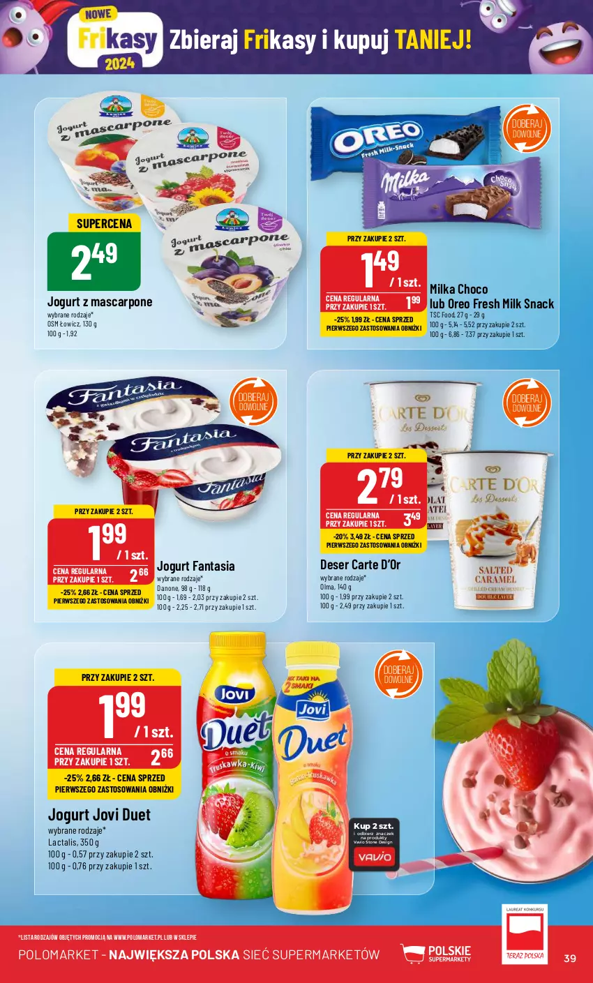 Gazetka promocyjna PoloMarket - Gazetka pomocyjna - ważna 17.01 do 23.01.2024 - strona 39 - produkty: Danone, Deser, Fa, Fanta, Jogurt, Mascarpone, Milka, Olma, Oreo, Ser