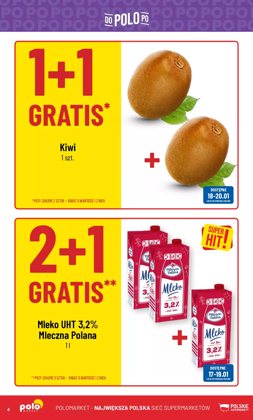 Gazetka promocyjna PoloMarket - Gazetka pomocyjna - ważna 17.01 do 23.01.2024 - strona 4 - produkty: Gra, Kiwi, LANA, Mleko