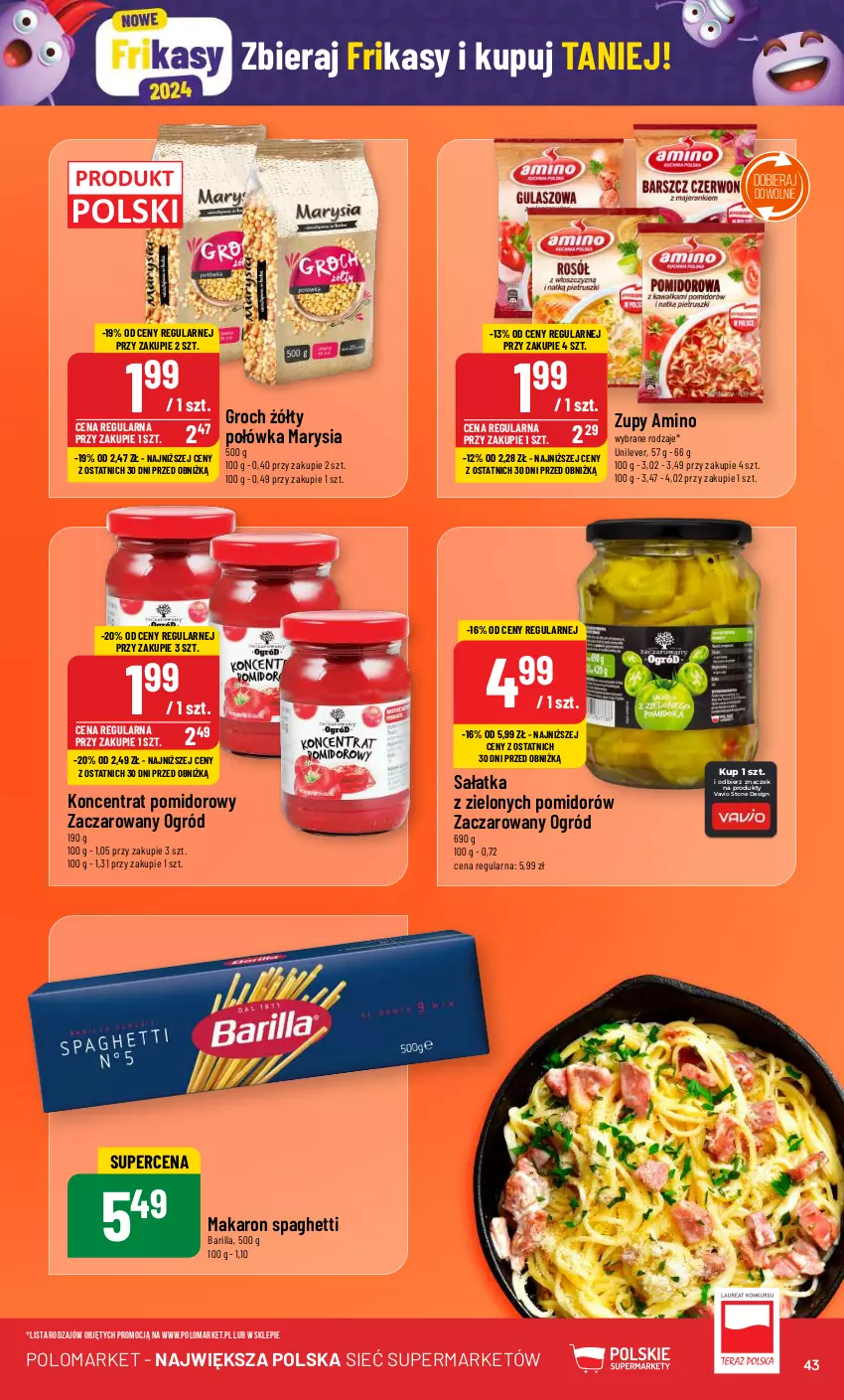 Gazetka promocyjna PoloMarket - Gazetka pomocyjna - ważna 17.01 do 23.01.2024 - strona 43 - produkty: Barilla, Groch, Koncentrat pomidorowy, Makaron, Ogród, Sałat, Sałatka, Spaghetti