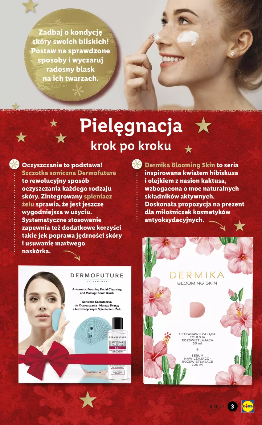 Gazetka promocyjna Lidl - KATALOG ŚWIĄTECZNY Z KOSMETYKAMI - ważna 25.11 do 24.12.2021 - strona 3 - produkty: Dermika, Dermofuture, Emulsja, Fa, Hibiskus, Kaktus, O nas, Olej, Rum, Ser, Serum, Szczoteczka, Szczotka, Tran