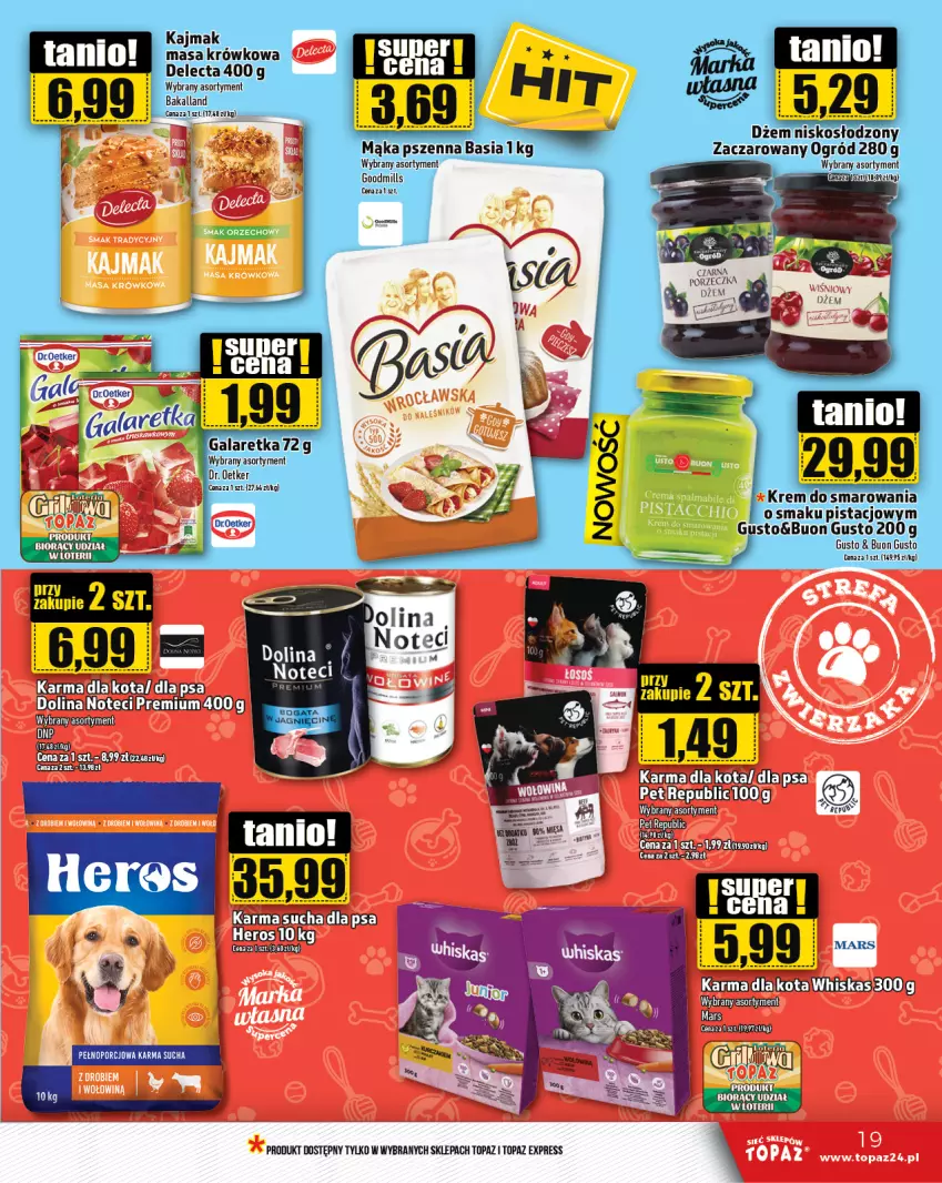 Gazetka promocyjna Topaz - Gazetka - ważna 31.05 do 05.06.2024 - strona 19 - produkty: Bakalland, Basia, Delecta, Dr. Oetker, Dżem, Gala, Galaretka, LG, Mąka, Mąka pszenna, Mars, Ogród, Top, Whiskas