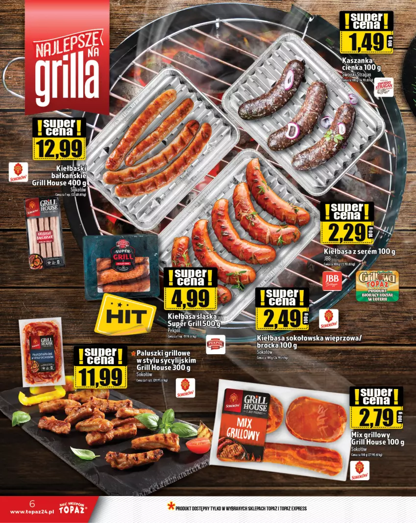 Gazetka promocyjna Topaz - Gazetka - ważna 31.05 do 05.06.2024 - strona 6 - produkty: Grill, Kasza, Kaszanka, Kiełbasa, LG, Ser, Sok, Sokołów, Top