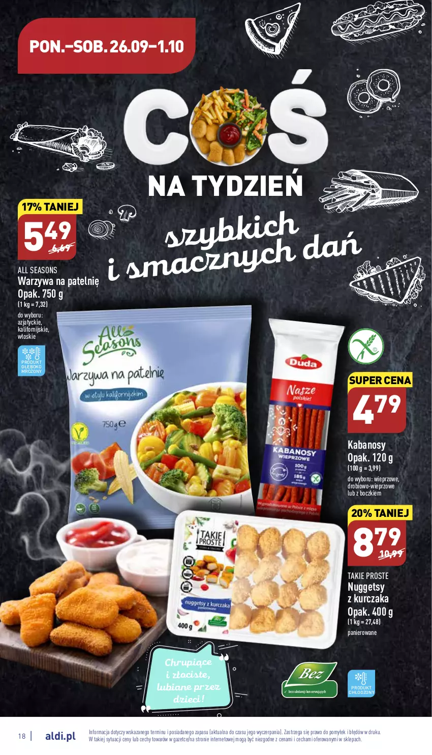 Gazetka promocyjna Aldi - Pełny katalog - ważna 26.09 do 01.10.2022 - strona 18 - produkty: All Seasons, Dzieci, Kabanos, Kurczak, Ser, Warzywa