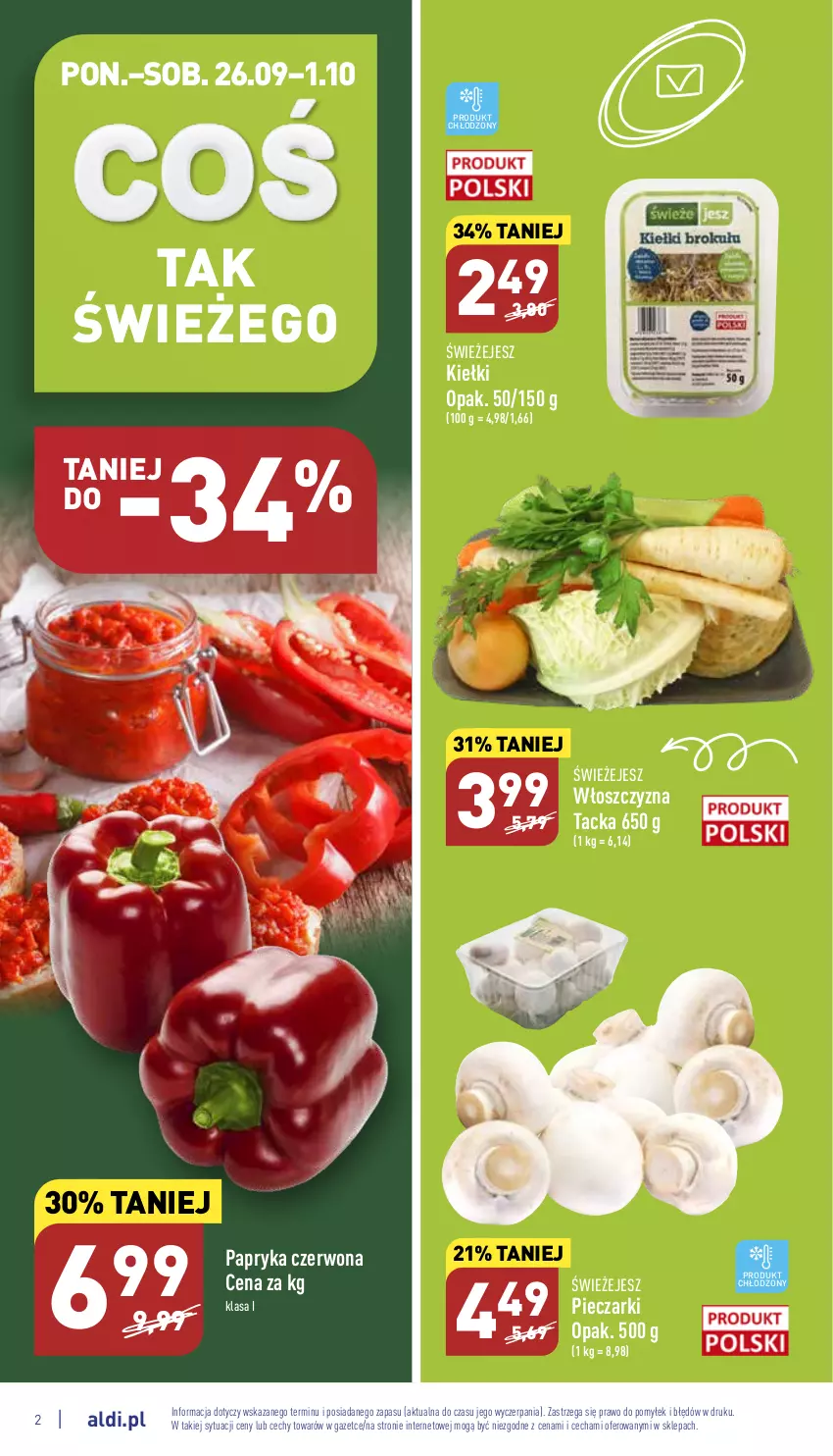 Gazetka promocyjna Aldi - Pełny katalog - ważna 26.09 do 01.10.2022 - strona 2 - produkty: Kiełki, Papryka, Papryka czerwona, Piec