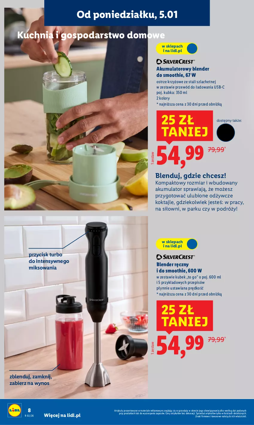 Gazetka promocyjna Lidl - GAZETKA - ważna 05.01 do 10.01.2026 - strona 10 - produkty: Akumulator, Blender, Blender ręczny, Kubek, Kuchnia, Przewód, Smoothie