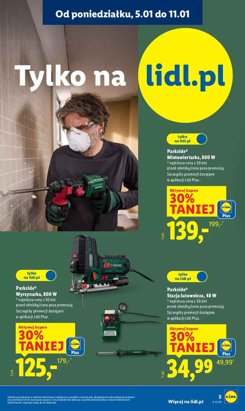 Gazetka promocyjna Lidl - GAZETKA - ważna 05.01 do 10.01.2026 - strona 5 - produkty: Młot, Młotowiertarka, Parkside, Tarka, Wiertarka, Wyrzynarka
