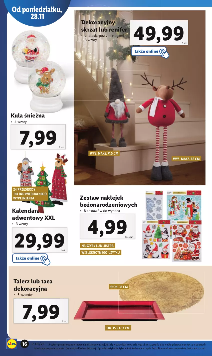 Gazetka promocyjna Lidl - GAZETKA - ważna 28.11 do 03.12.2022 - strona 16 - produkty: Kalendarz, Kalendarz adwentowy, Klej, Kula śnieżna, Renifer, Skrzat, Taca, Talerz, Teleskop