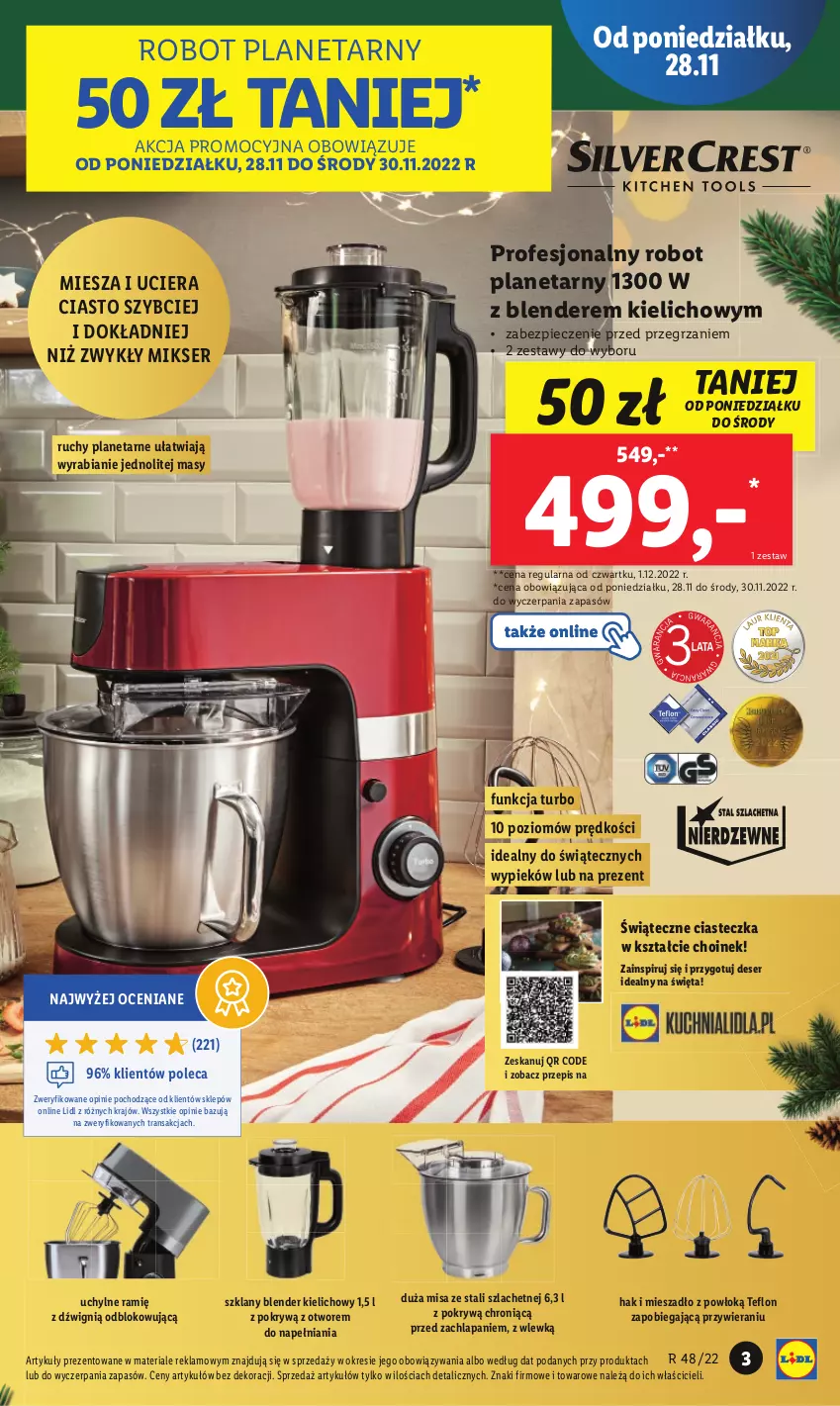 Gazetka promocyjna Lidl - GAZETKA - ważna 28.11 do 03.12.2022 - strona 3 - produkty: Blender, Deser, Dźwig, Mieszadło, Mikser, Piec, Robot, Robot planetarny, Ser, Tran