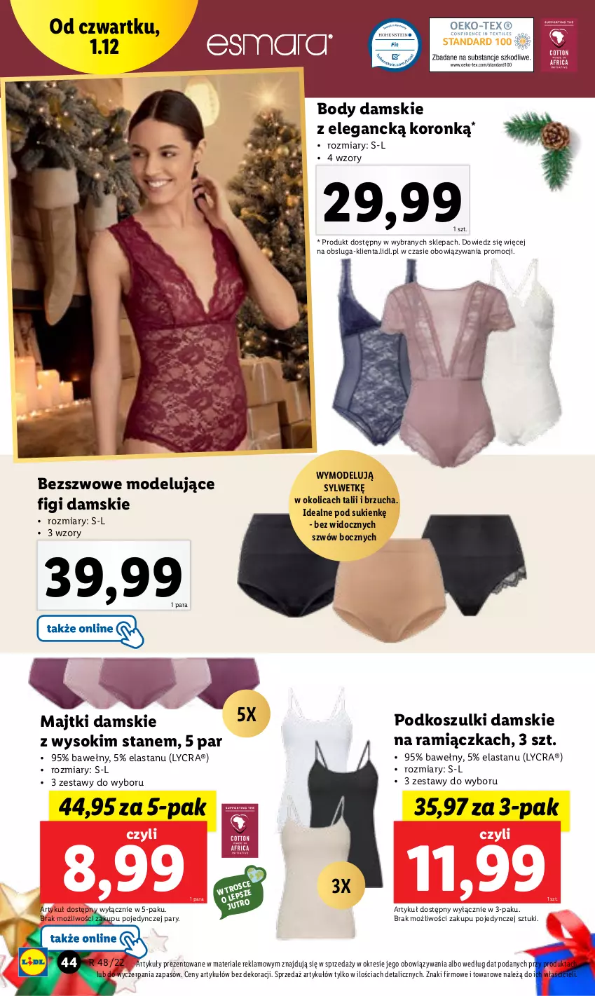 Gazetka promocyjna Lidl - GAZETKA - ważna 28.11 do 03.12.2022 - strona 50 - produkty: Body, Figi, Kosz, Majtki, Sok