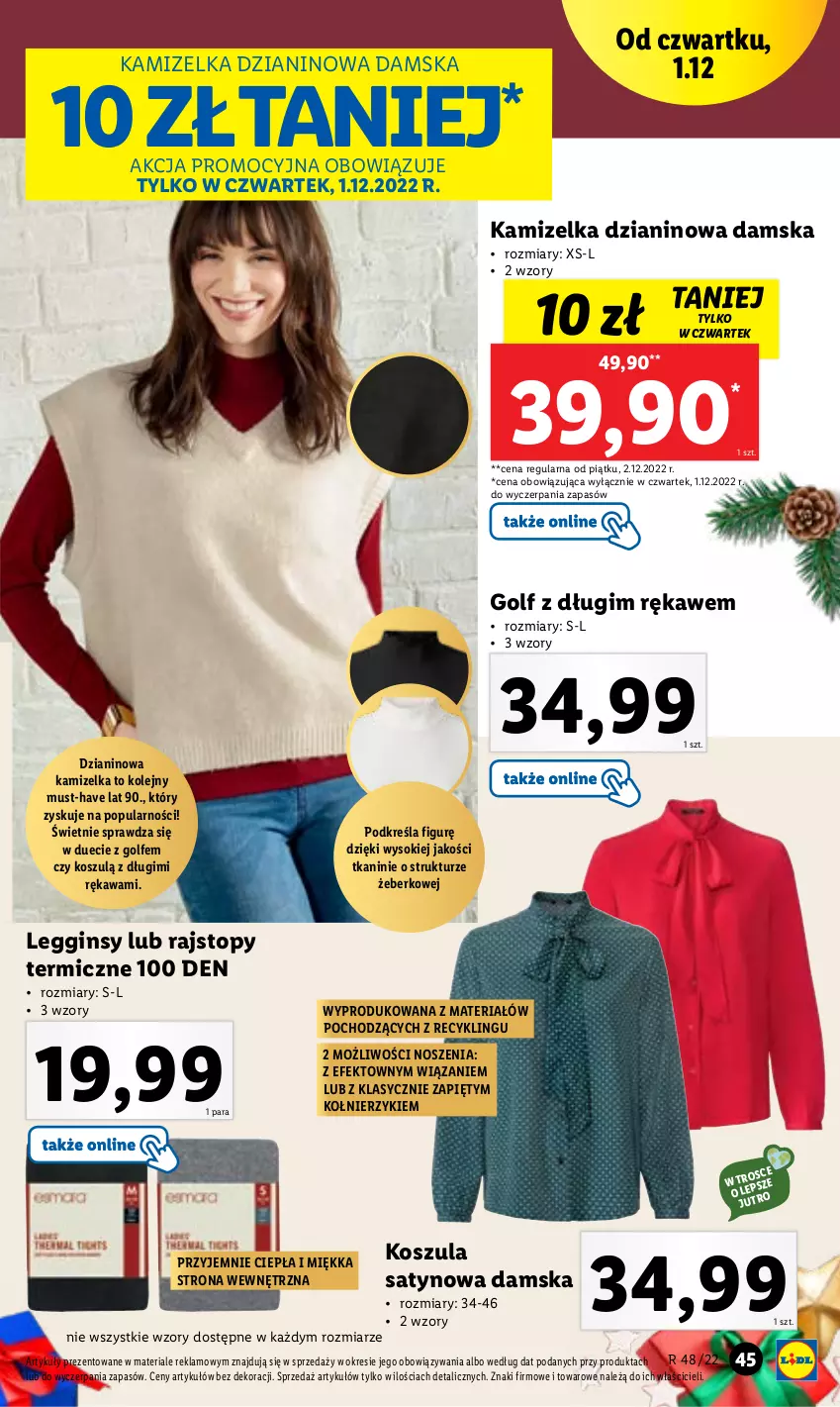 Gazetka promocyjna Lidl - GAZETKA - ważna 28.11 do 03.12.2022 - strona 51 - produkty: Gin, Kamizelka, Kawa, Kosz, Koszula, Legginsy, Mus, Olej, Rajstopy, Sok, Top