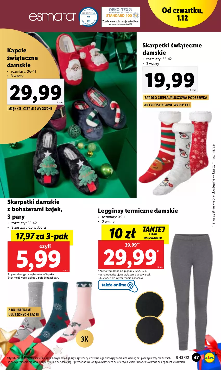 Gazetka promocyjna Lidl - GAZETKA - ważna 28.11 do 03.12.2022 - strona 53 - produkty: Gin, Kapcie, Karp, Legginsy, Skarpetki, Tera