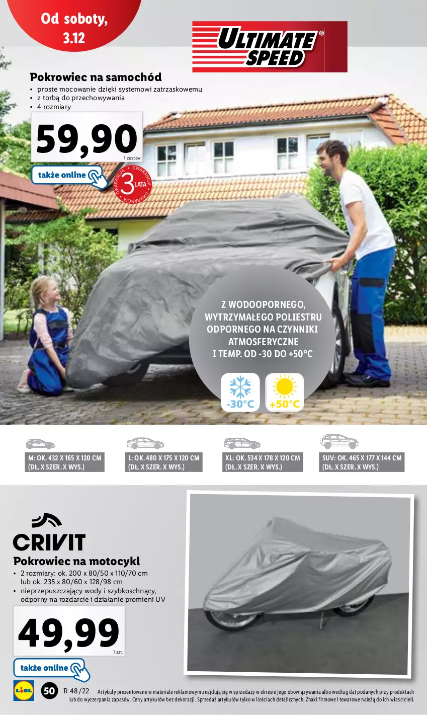 Gazetka promocyjna Lidl - GAZETKA - ważna 28.11 do 03.12.2022 - strona 58 - produkty: Pokrowiec, Pokrowiec na motocykl, Pokrowiec na samochód, Por, Samochód