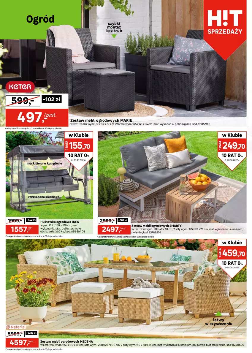 Gazetka promocyjna Leroy Merlin - Gazetka Leroy Merlin - ważna 06.08 do 28.08.2025 - strona 18 - produkty: Fa, Fotel, Gra, Huśtawka, Ogród, Poduszka, Puf, Siedzisko, Sofa, Stół, Stolik