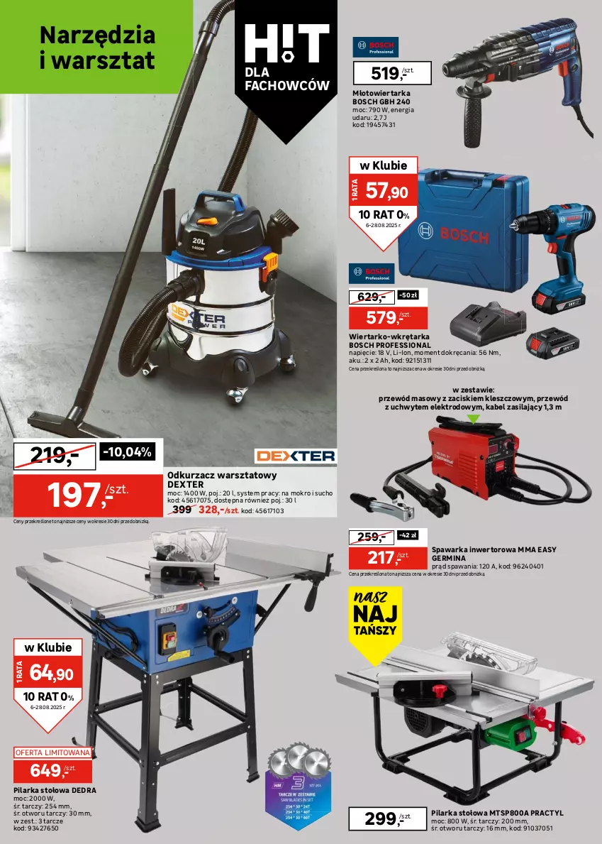 Gazetka promocyjna Leroy Merlin - Gazetka Leroy Merlin - ważna 06.08 do 28.08.2025 - strona 24 - produkty: Bosch, Dźwig, Fa, Gniazdo pojedyncze, Młot, Młotowiertarka, Odkurzacz, Odkurzacz warsztatowy, Pilarka stołowa, Przewód, Ramka, Regał, Regał metalowy, Ser, Sok, Tarka, Warka, Wiertarka, Wkręt, Wkrętarka, Włącznik podwójny, Włącznik pojedynczy