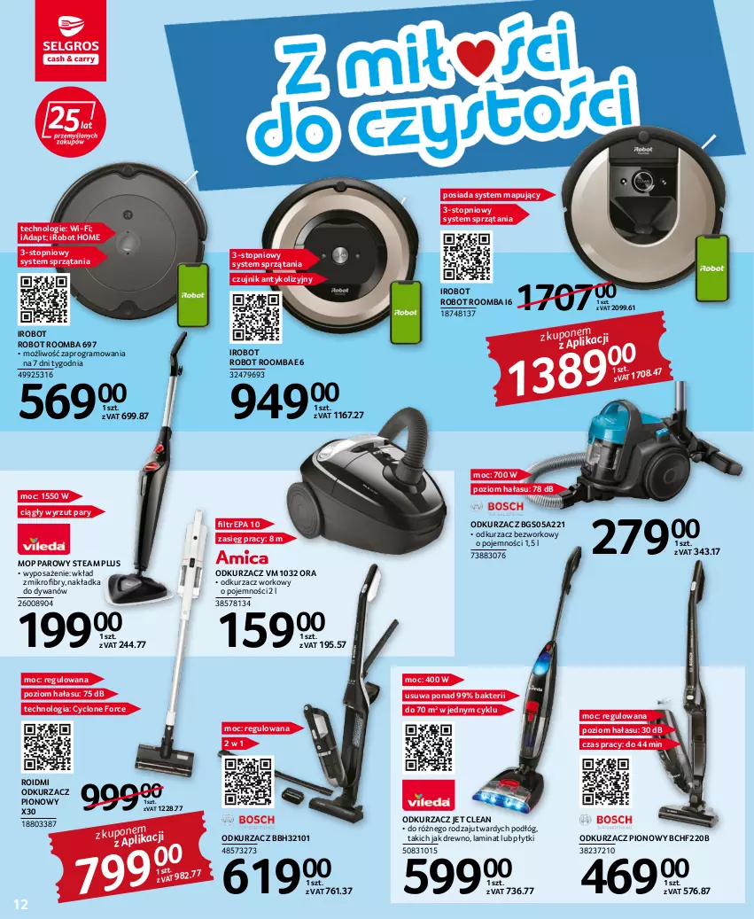 Gazetka promocyjna Selgros - Katalog Sprzątanie - ważna 25.08 do 07.09.2022 - strona 12 - produkty: Dywan, Gra, IRobot, Mop, Mop parowy, Odkurzacz, Robot, Roomba, Top