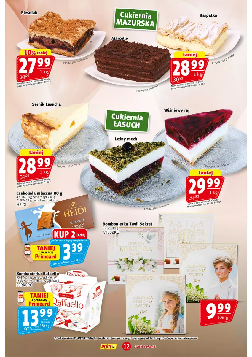 Gazetka promocyjna Prim Market - ważna 23.04 do 29.04.2026 - strona 12 - produkty: Cukier, Czekolada, Czekolada mleczna, Fa, Ferrero, Karp, Kret, Ser