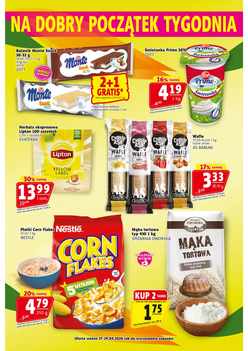 Gazetka promocyjna Prim Market - ważna 23.04 do 29.04.2026 - strona 20 - produkty: Babuni, Corn flakes, Gin, Herbata, Lipton, Mąka, Mąka tortowa, Zott
