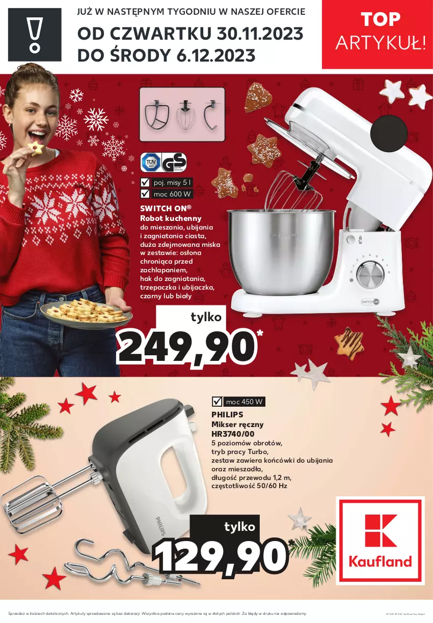 Gazetka promocyjna Kaufland - Zapowiedź oferty - ważna 23.11 do 29.11.2023 - strona 1 - produkty: Mikser, Mikser ręczny, Miska, Philips, Robot, Ser, Top, Trzepaczka