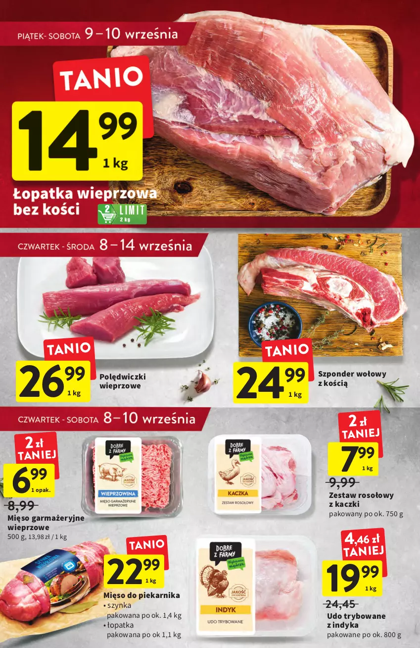 Gazetka promocyjna Intermarche - Gazetka Intermarche - ważna 08.09 do 14.09.2022 - strona 15 - produkty: Mięso, Mięso garmażeryjne, Piekarnik, Szponder wołowy, Szynka, Zestaw rosołowy z kaczki