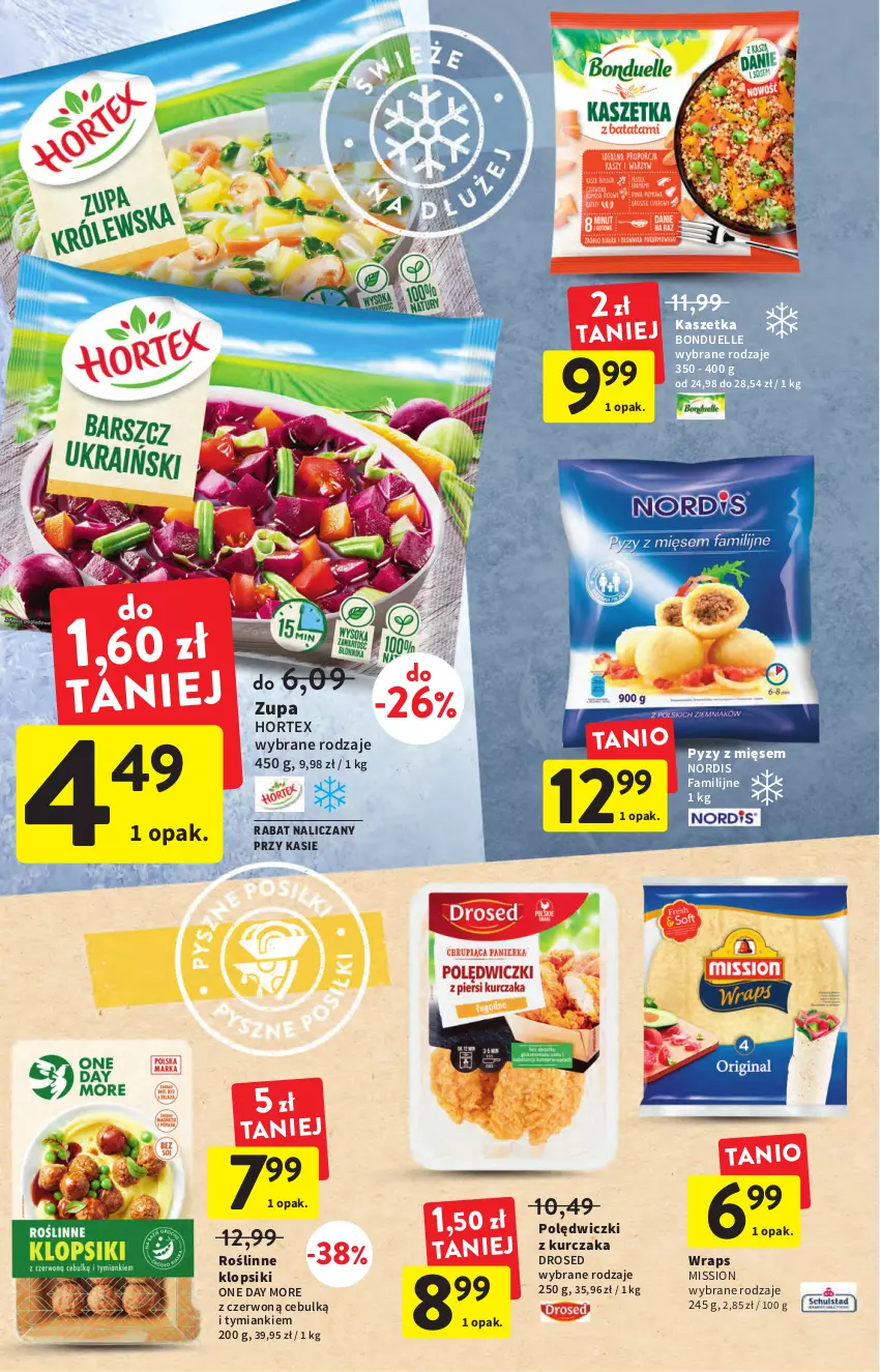 Gazetka promocyjna Intermarche - Gazetka Intermarche - ważna 08.09 do 14.09.2022 - strona 20 - produkty: Bonduelle, Fa, Hortex, Kaszetka, Klopsiki, Kurczak, Polędwiczki z kurczaka, Zupa