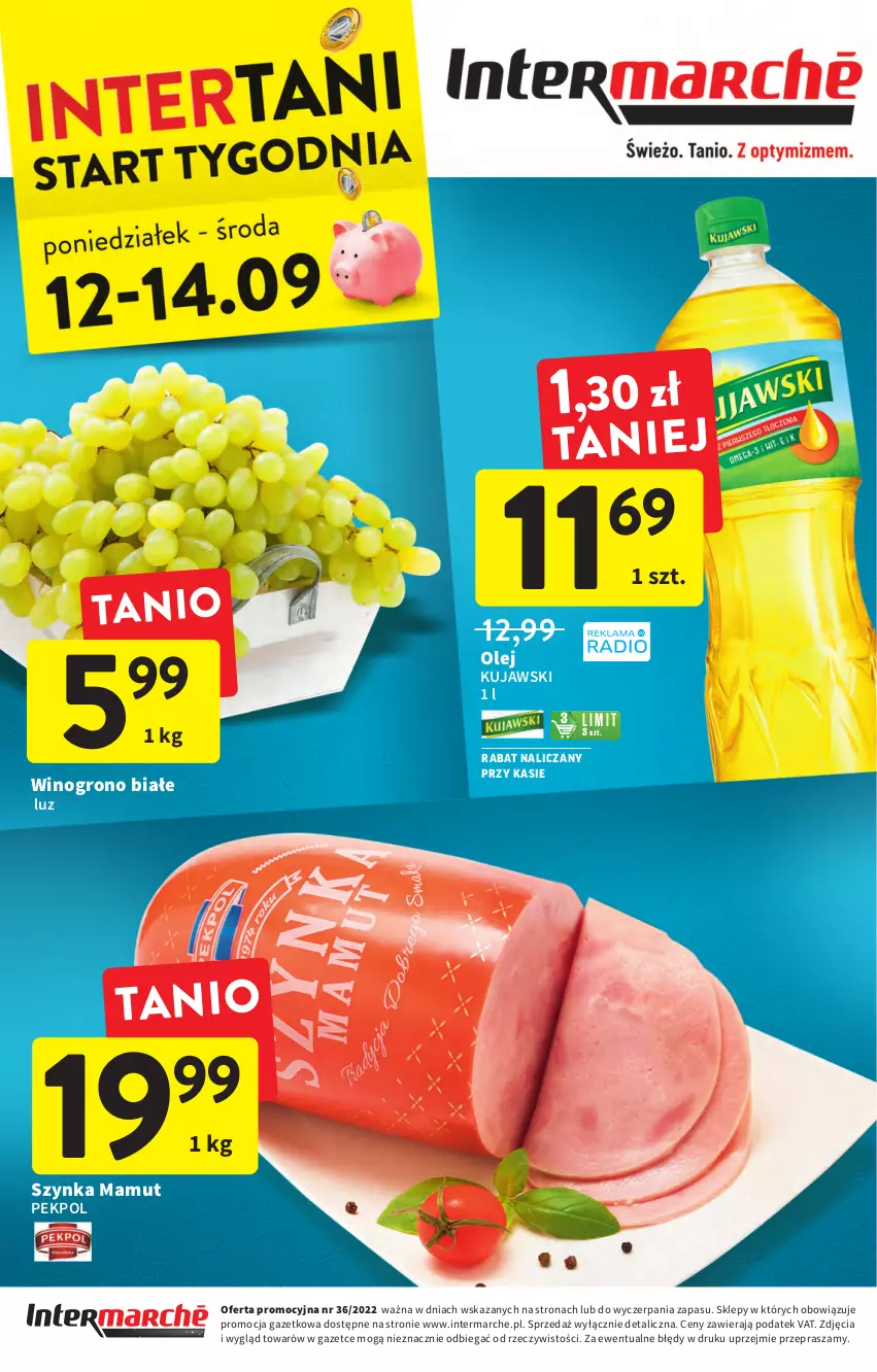 Gazetka promocyjna Intermarche - Gazetka Intermarche - ważna 08.09 do 14.09.2022 - strona 40 - produkty: Kujawski, Olej, Pekpol, Szynka, Wino