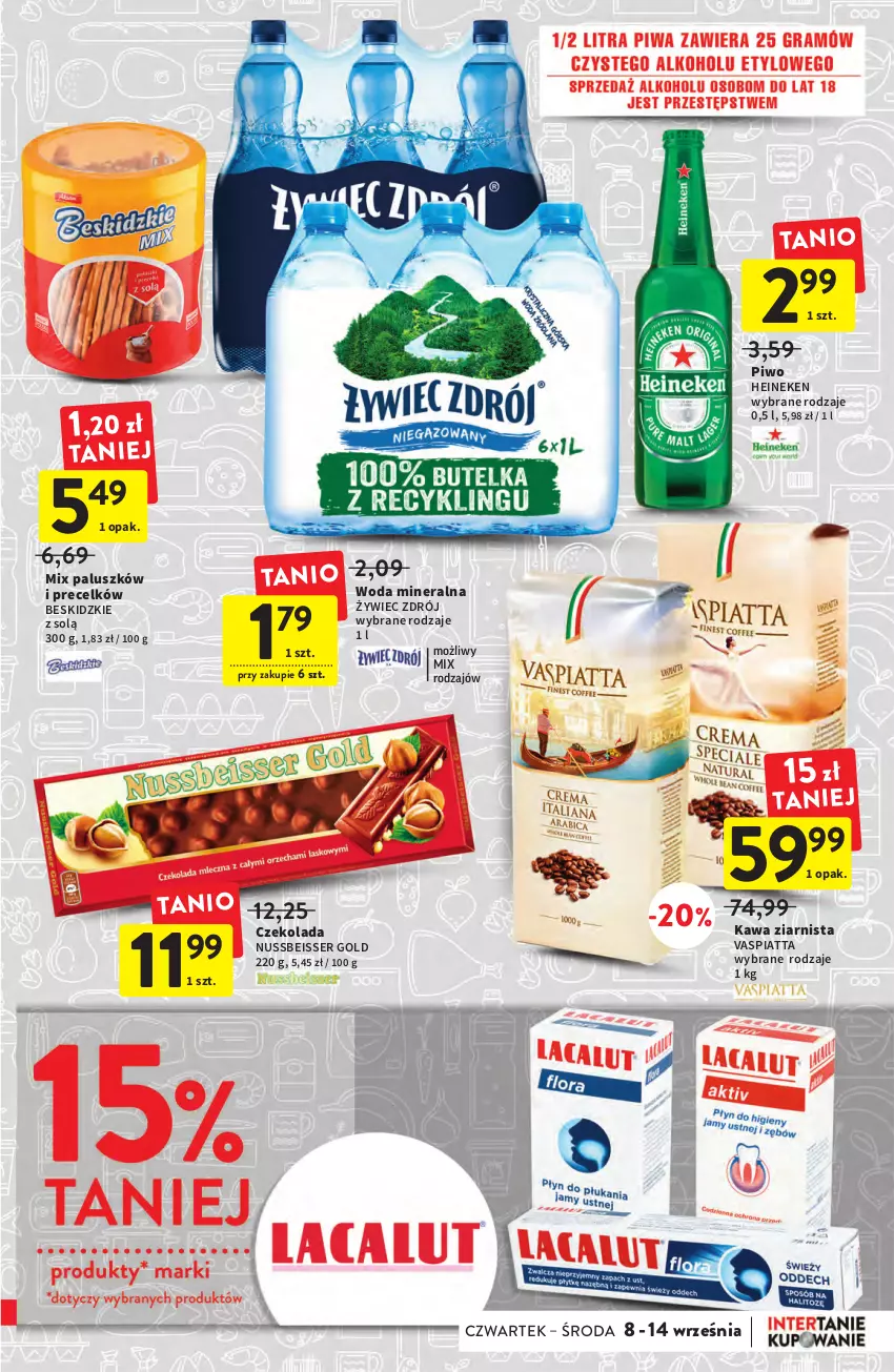 Gazetka promocyjna Intermarche - Gazetka Intermarche - ważna 08.09 do 14.09.2022 - strona 5 - produkty: Beskidzki, Czekolada, Heineken, Kawa, Kawa ziarnista, Piwo, Ser, Woda, Woda mineralna