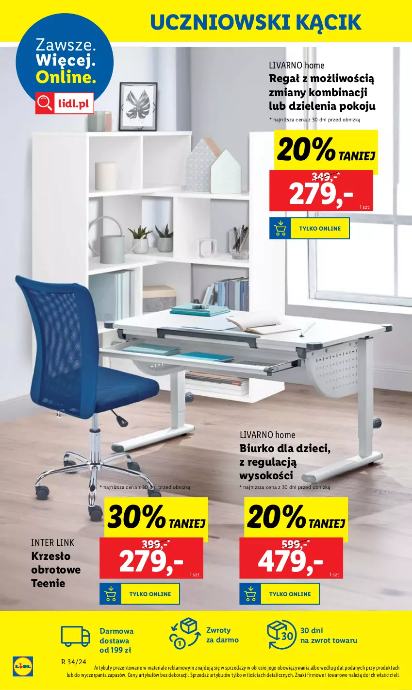 Gazetka promocyjna Lidl - GAZETKA - ważna 19.08 do 25.08.2024 - strona 18 - produkty: Biurko, Dzieci, Ivar, Krzesło, Krzesło obrotowe, Moda, Regał, Sok