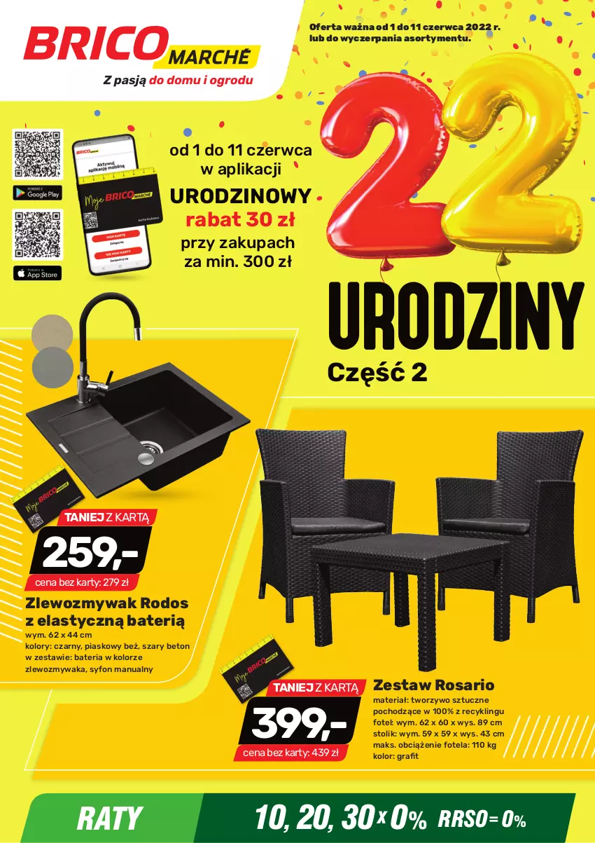 Gazetka promocyjna Bricomarche - Gazetka - ważna 01.06 do 11.06.2022 - strona 1 - produkty: Bateria, Fotel, Gra, Stolik, Syfon, Zlew, Zlewozmywak