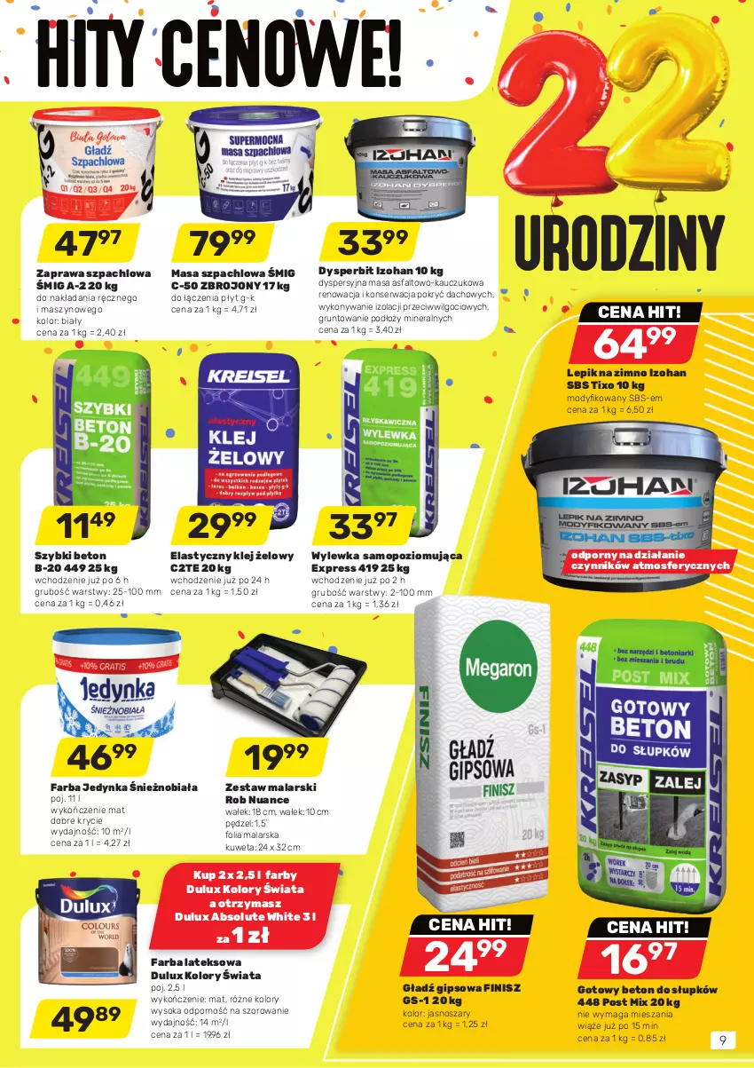 Gazetka promocyjna Bricomarche - Gazetka - ważna 01.06 do 11.06.2022 - strona 9 - produkty: Absolut, Dulux, Fa, Farba lateksowa, Folia malarska, Grunt, Klej, Kuweta, LG, Masa szpachlowa, Mop, Por, Ser, Sok, Wałek, Wylewka samopoziomująca