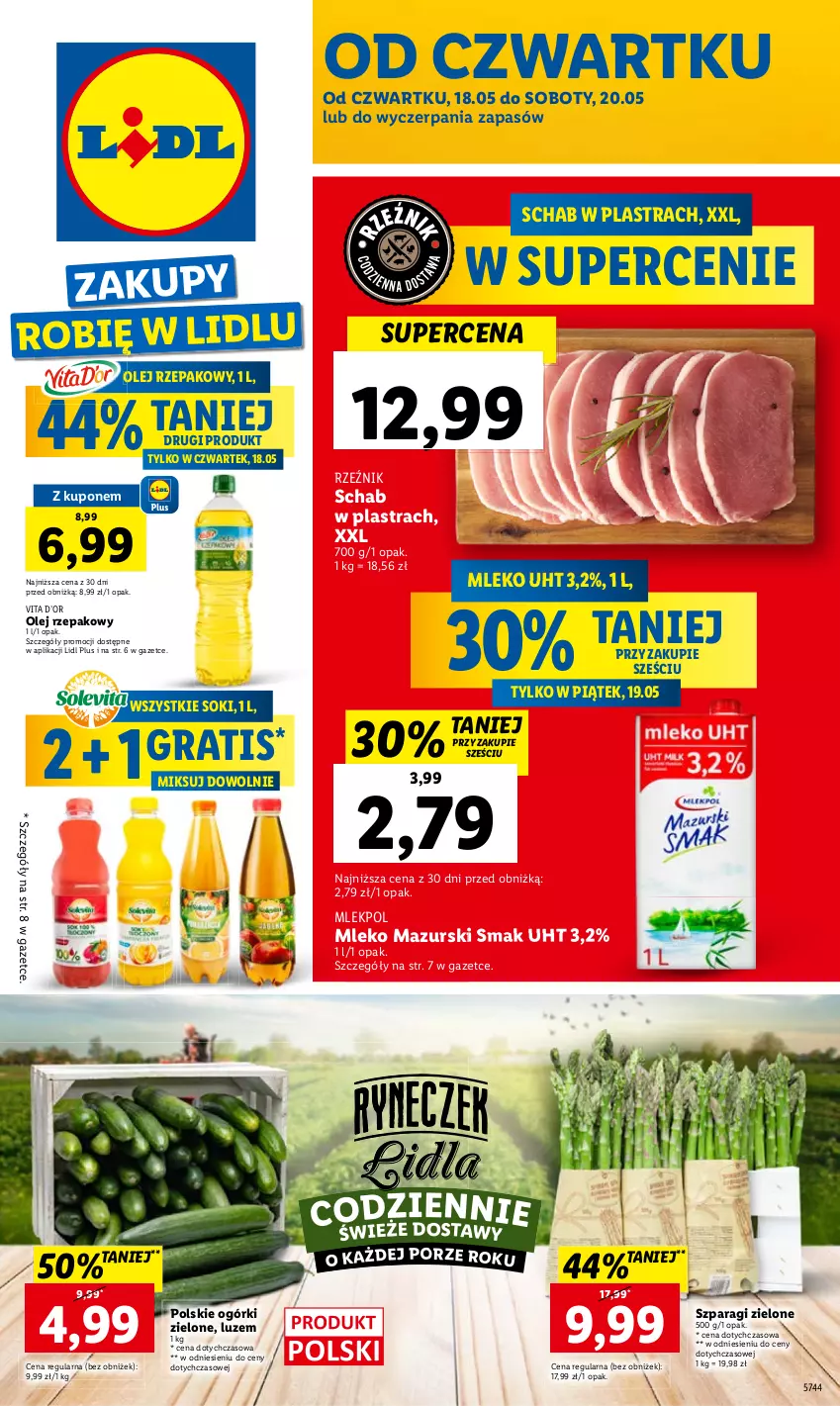 Gazetka promocyjna Lidl - GAZETKA - ważna 18.05 do 20.05.2023 - strona 1 - produkty: Gra, Mleko, Olej, Olej rzepakowy, Por, Sok