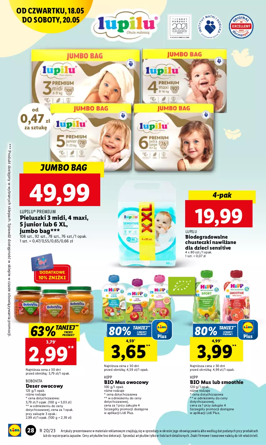 Gazetka promocyjna Lidl - GAZETKA - ważna 18.05 do 20.05.2023 - strona 36 - produkty: Chusteczki, Deser, Deser owocowy, Dzieci, Gra, Mus, O Bag, Ser, Smoothie