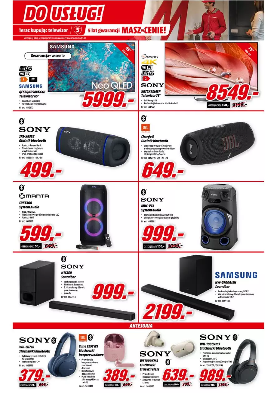 Gazetka promocyjna Media Markt - Gazetka Media Markt - ważna 06.10 do 12.10.2021 - strona 5 - produkty: Głośnik, Głośnik bluetooth, Por, Procesor, Pur, Samsung, Słuchawki, Sony, Soundbar, Telewizor