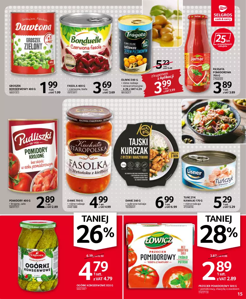 Gazetka promocyjna Selgros - Oferta spożywcza - ważna 17.02 do 02.03.2022 - strona 15 - produkty: Bazyl, Fa, Fasola, Groszek, Kawa, Ogórki konserwowe, Oliwki, Pomidory, Ser, Tuńczyk