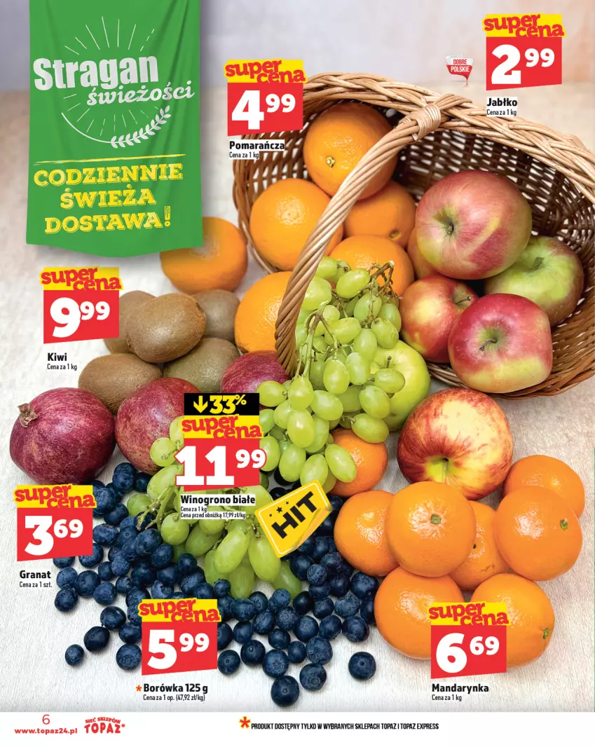 Gazetka promocyjna Topaz - Gazetka - ważna 27.02 do 05.03.2025 - strona 6 - produkty: Borówka, Gra, Granat, Kiwi, Por, Top, Wino